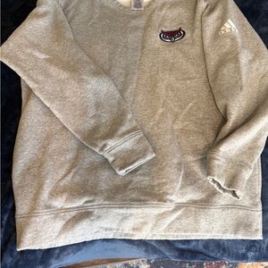 FAU Adidas Gray Men's Crew Neck Sweater with Owl Logo